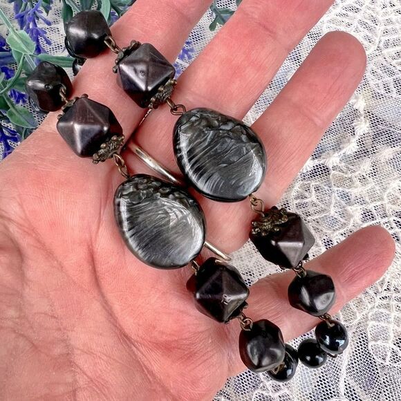 Vintage Marbled Lucite Beaded Necklace - Picture 1 of 6